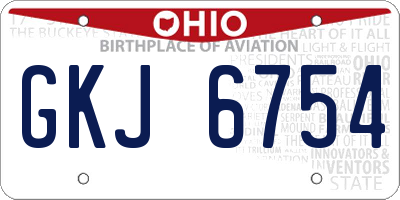 OH license plate GKJ6754