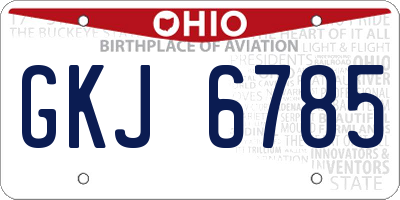 OH license plate GKJ6785