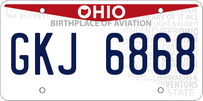 OH license plate GKJ6868