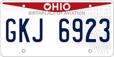 OH license plate GKJ6923