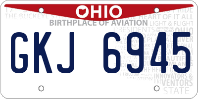 OH license plate GKJ6945