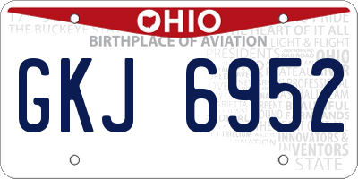 OH license plate GKJ6952