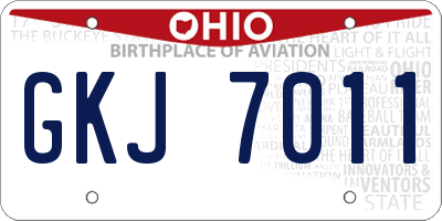 OH license plate GKJ7011
