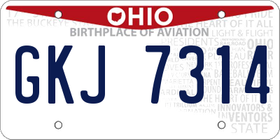 OH license plate GKJ7314