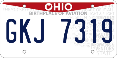 OH license plate GKJ7319