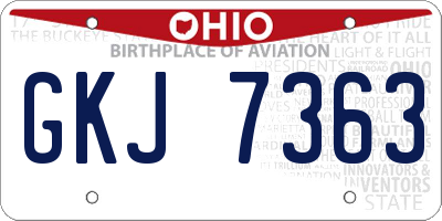 OH license plate GKJ7363