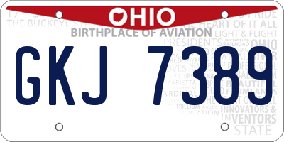 OH license plate GKJ7389