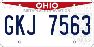 OH license plate GKJ7563
