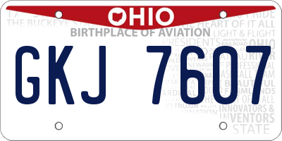 OH license plate GKJ7607