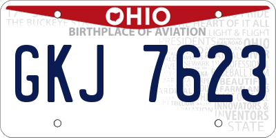 OH license plate GKJ7623