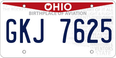 OH license plate GKJ7625