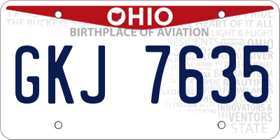 OH license plate GKJ7635