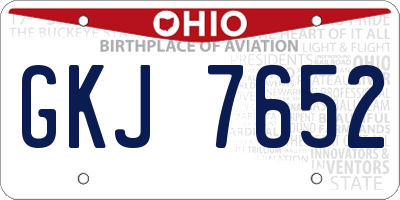 OH license plate GKJ7652