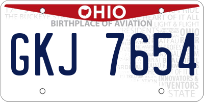 OH license plate GKJ7654
