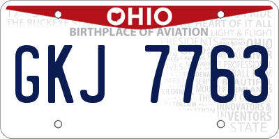 OH license plate GKJ7763
