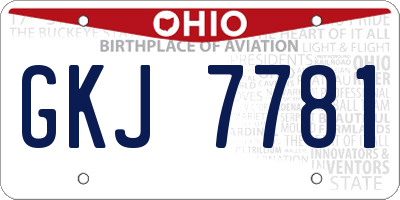 OH license plate GKJ7781