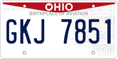 OH license plate GKJ7851