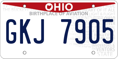 OH license plate GKJ7905