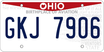 OH license plate GKJ7906