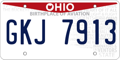 OH license plate GKJ7913