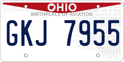 OH license plate GKJ7955