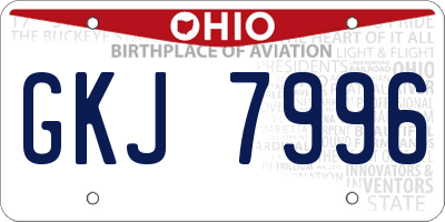 OH license plate GKJ7996
