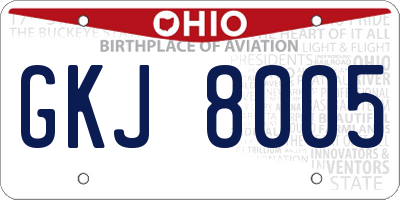 OH license plate GKJ8005