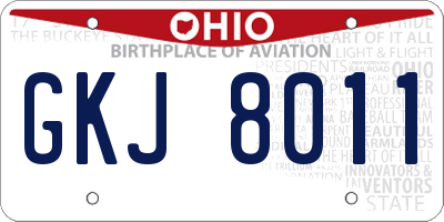 OH license plate GKJ8011