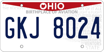 OH license plate GKJ8024