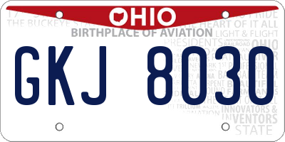 OH license plate GKJ8030