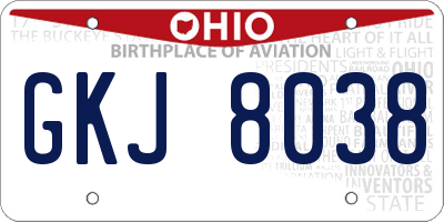 OH license plate GKJ8038