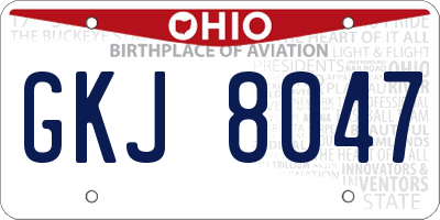 OH license plate GKJ8047