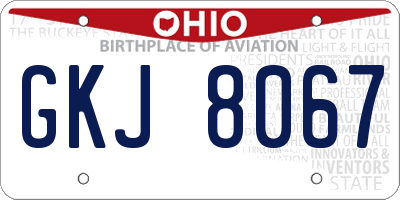 OH license plate GKJ8067