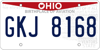 OH license plate GKJ8168
