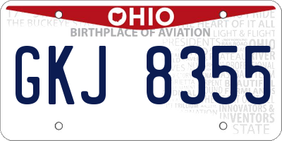 OH license plate GKJ8355