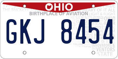 OH license plate GKJ8454
