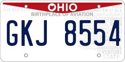 OH license plate GKJ8554