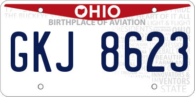 OH license plate GKJ8623