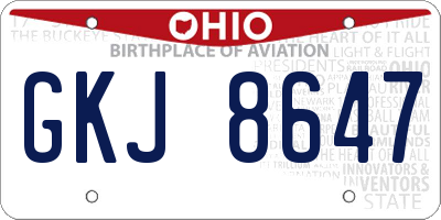 OH license plate GKJ8647
