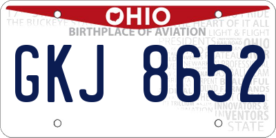 OH license plate GKJ8652