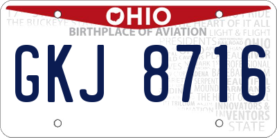 OH license plate GKJ8716