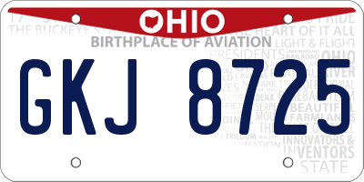 OH license plate GKJ8725
