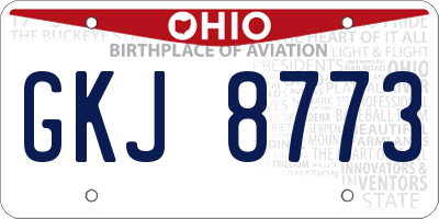 OH license plate GKJ8773