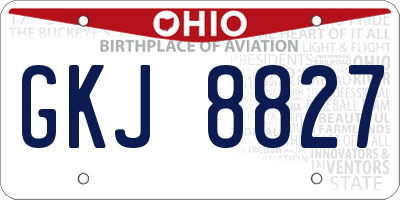 OH license plate GKJ8827