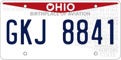 OH license plate GKJ8841