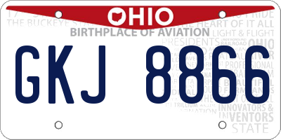 OH license plate GKJ8866