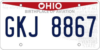 OH license plate GKJ8867