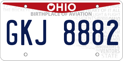 OH license plate GKJ8882