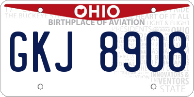 OH license plate GKJ8908
