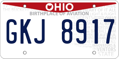 OH license plate GKJ8917